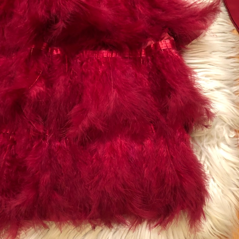 Pretty Little Thing Red Feather Satin Sheer Long Sleeves Party Mini Dress 4 - Picture 7 of 12